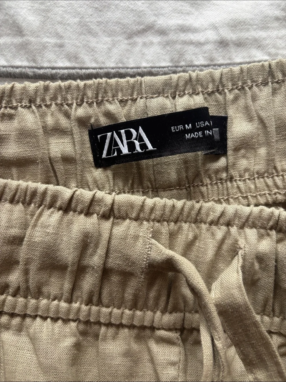 Zara Brand new Linen Beige Elastic Waist Pants